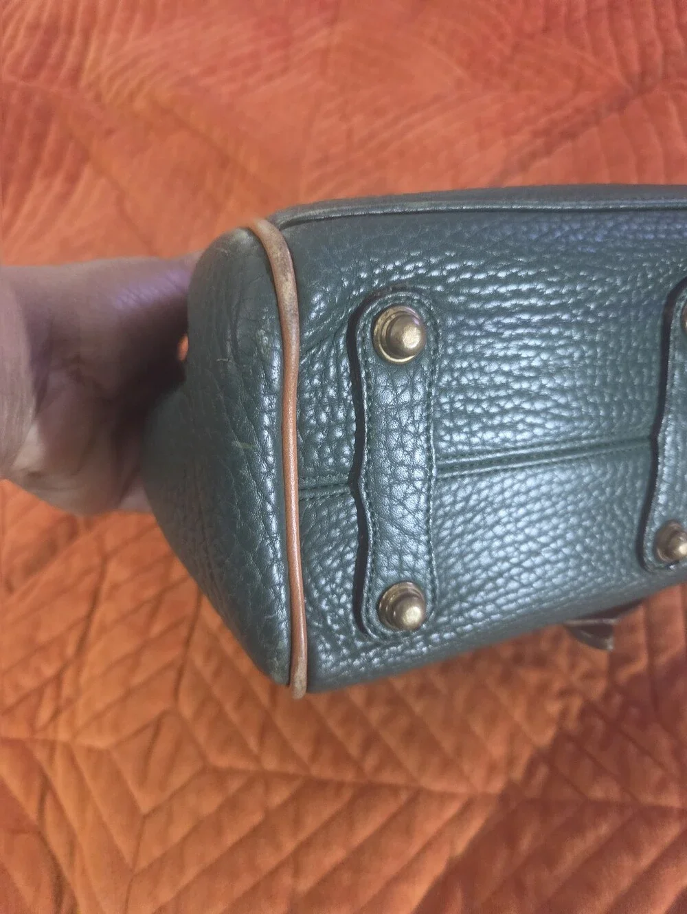 Vintage Dooney & Bourke AWL Green Equestrian Satchel